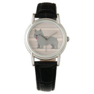 Grauer französischer Bulldog, beige gestreift Armbanduhr