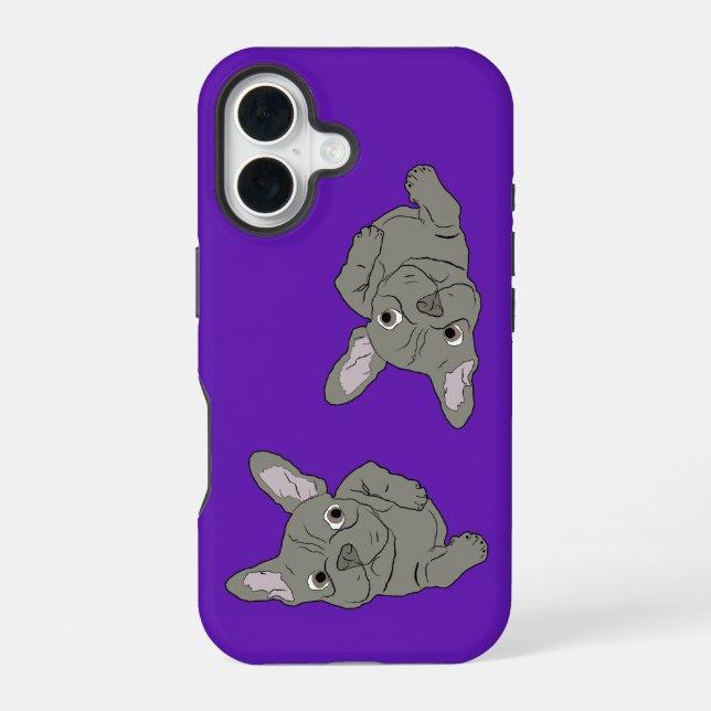 Grauer Frenchie iPhone 16 Hülle (Rückseite)
