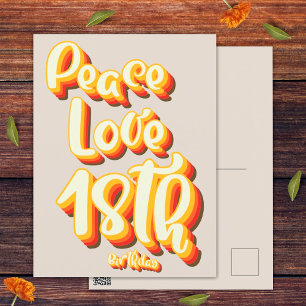 Grauer Frieden Liebe Retro Groovy 18. Geburtstag Postkarte
