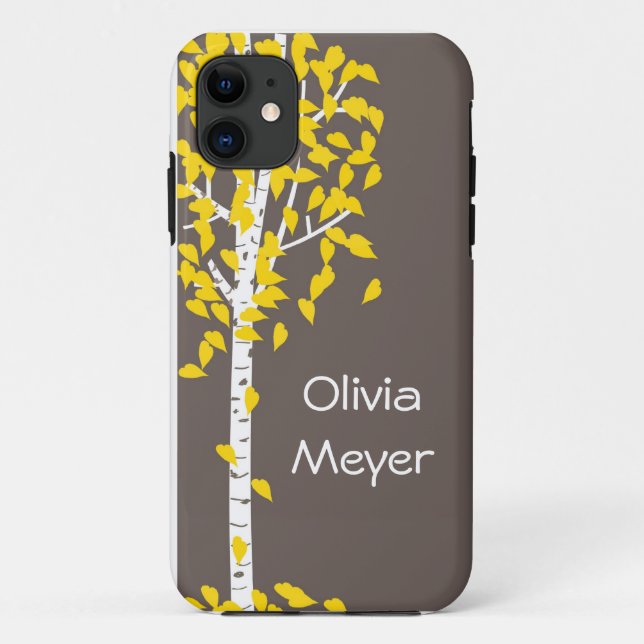 Grauer gelber Aspen-Baum iPhone Kasten Case-Mate iPhone Hülle (Rückseite)