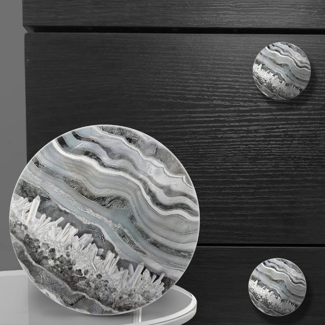 Grauer Geode-Kristall Keramikknauf (Von Creator hochgeladen)