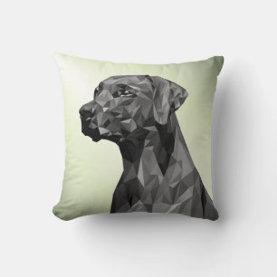 Grauer geometrischer Hund grün Kissen