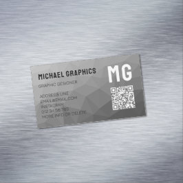 Grauer geometrischer Maschenmuster QR-Code Magnetische Visitenkarte