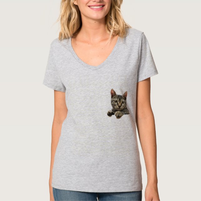 Grauer gestreifter Tabby-Katzen-T - Shirt für (Vorderseite)