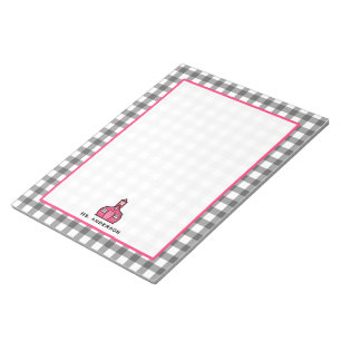 Grauer Gingham-Lehrer-Notizblock Notizblock
