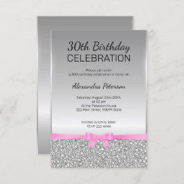 Grauer Glitzer 30. Geburtstag Einladung