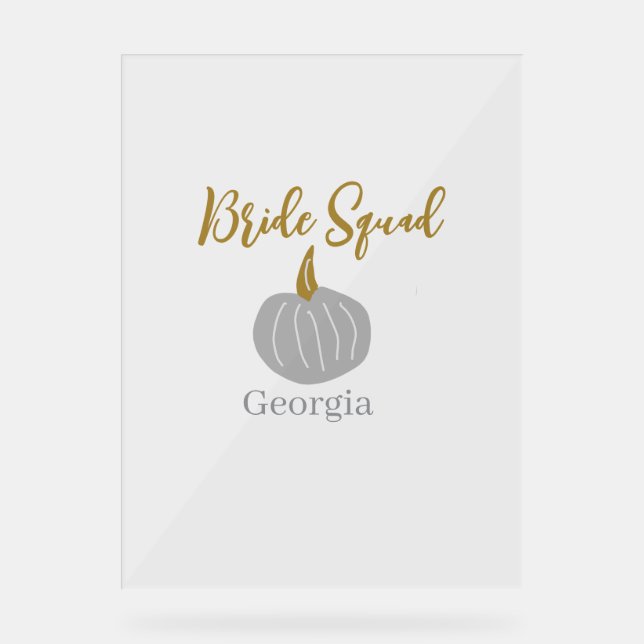 Grauer goldener Kürbis Acrylschild (Vorderseite)