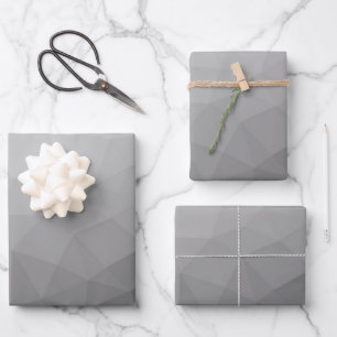 Grauer Gradient-Geometrisches-Netzmuster Geschenkpapier Set