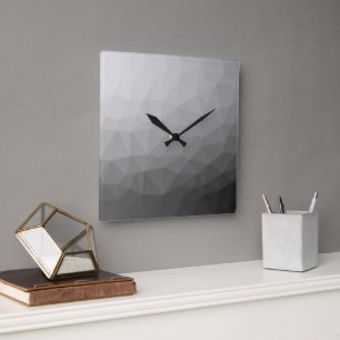 Grauer Gradient-Geometrisches-Netzmuster Quadratische Wanduhr