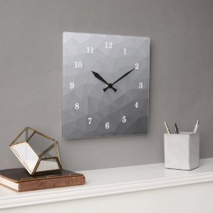 Grauer Gradient-Geometrisches-Netzmuster Quadratische Wanduhr