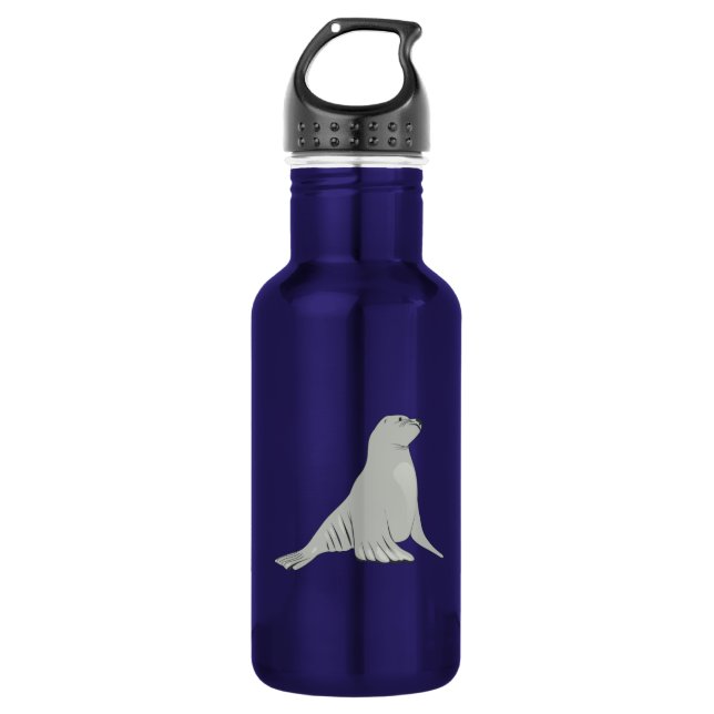 Grauer/grauer Seelöwe Edelstahlflasche (Vorderseite)