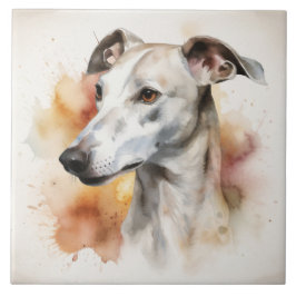 Grauer Grauhund, Hund, Haustier, Aquarell Fliese