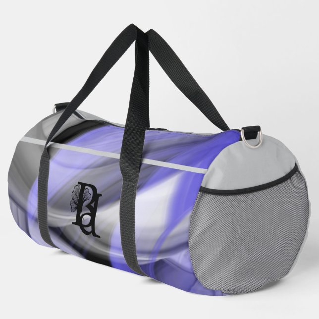 Grauer großer Gym Bag Trend Abstrakt Lavendel Viol Duffle Bag (Rechte Ecke)