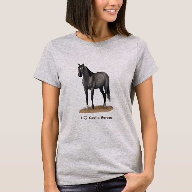 Grauer Grulla Quarter Horse Stallion T-Shirt (Vorderseite)