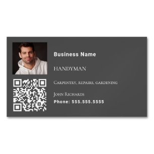 Grauer Handyman-Foto-QR-Code Magnetische Visitenkarte