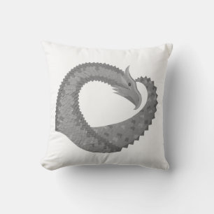 Grauer Herzdrache auf Weiß Kissen