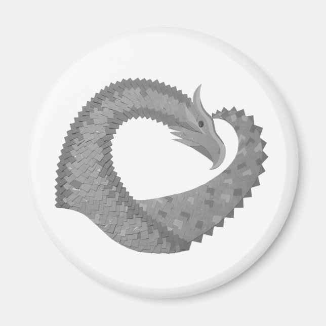 Grauer Herzdrache auf Weiß Magnet (Vorne)