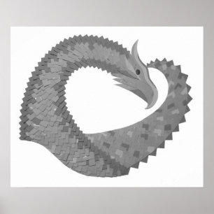 Grauer Herzdrache auf Weiß Poster