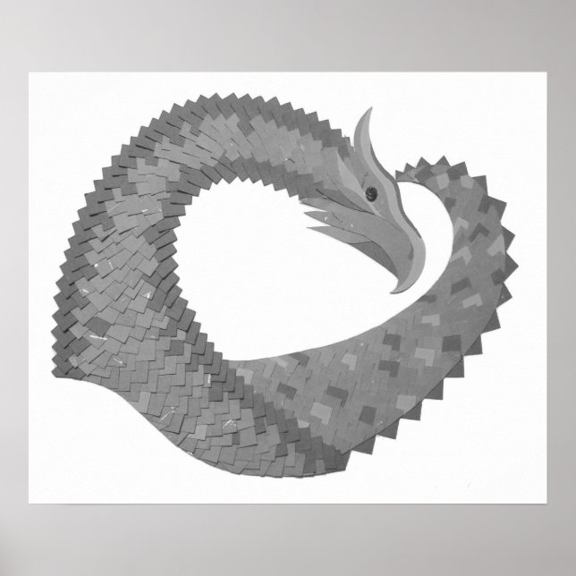Grauer Herzdrache auf Weiß Poster (Vorne)