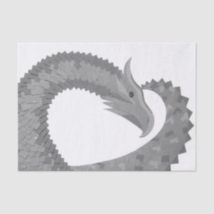 Grauer Herzdrache auf Weiß Seidenpapier