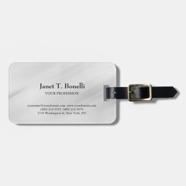 Grauer Hintergrund Elegant Schlicht Einfach Berufl Gepäckanhänger (Vorderseite horizontal)