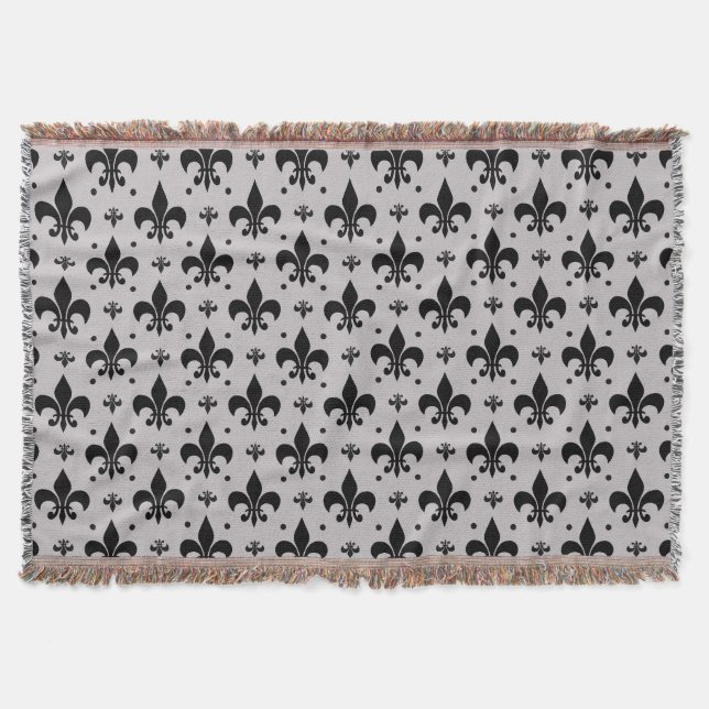 Grauer Hintergrund Fleur-de-lis-Muster Decke (Vorderseite)