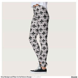 Grauer Hintergrund Fleur-de-lis-Muster Leggings
