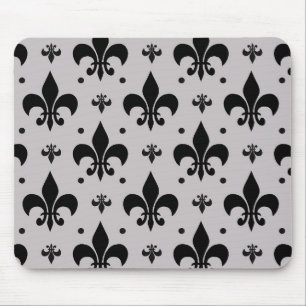 Grauer Hintergrund Fleur-de-lis-Muster Mousepad