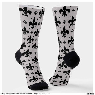 Grauer Hintergrund Fleur-de-lis-Muster Socken