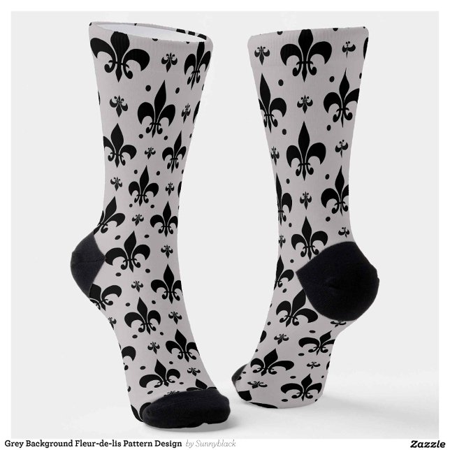 Grauer Hintergrund Fleur-de-lis-Muster Socken (Von Creator hochgeladen)