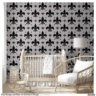 Grauer Hintergrund Fleur-de-lis-Muster Tapete