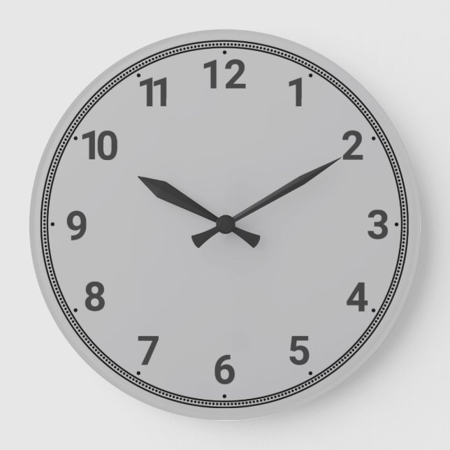 Grauer Hintergrund Große Wanduhr (Vorderseite)
