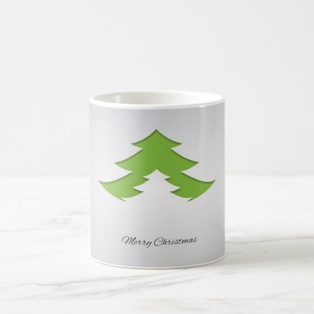 Grauer Hintergrund mit Weihnachtsbaum Kaffeetasse (Mittel)