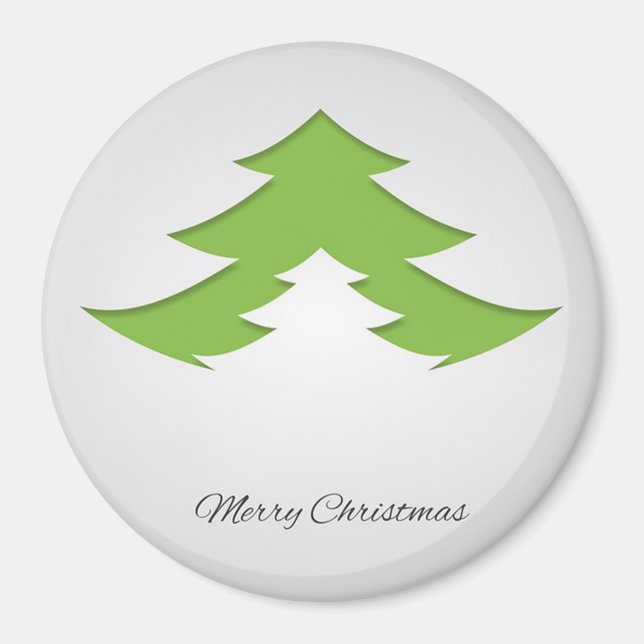 Grauer Hintergrund mit Weihnachtsbaum Magnet (Vorne)