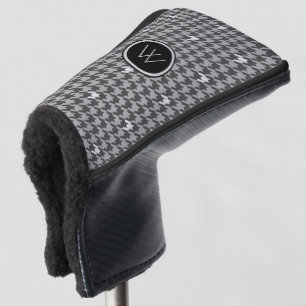 Grauer Houndstooth-Puttercover mit silbernem Akzen Golf Headcover