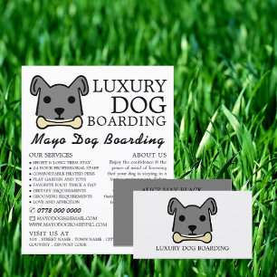 Grauer Hund mit Knochen, Hunde Boarding, Werbung Flyer