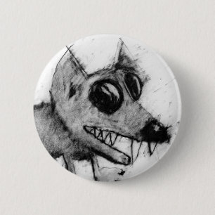 Grauer Hundekopf-Knopf Button