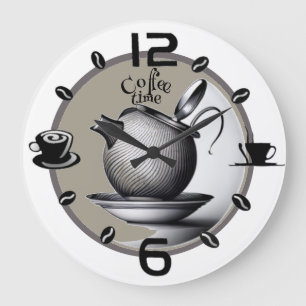 Grauer Kaffee Große Wanduhr