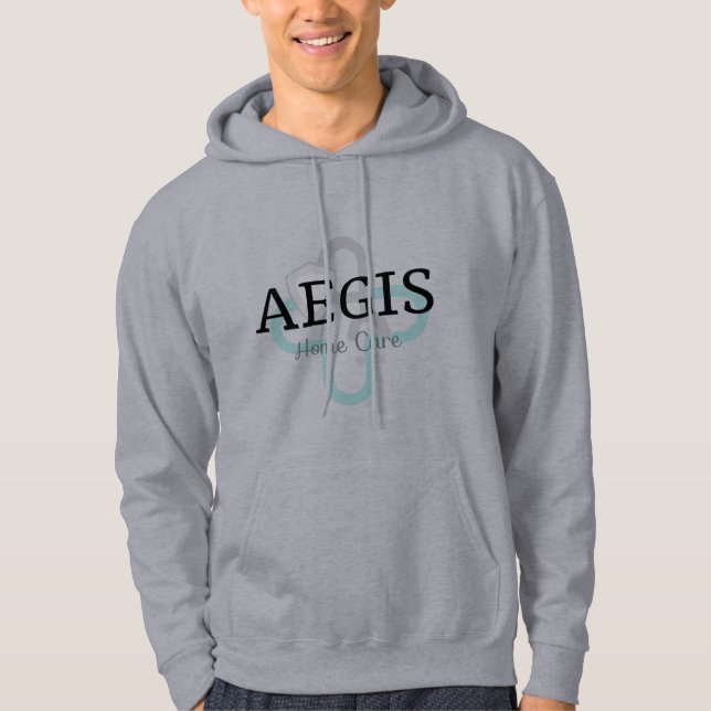 Grauer Kapuzenpullover - Geschichtetes teal Logo Hoodie (Vorderseite)