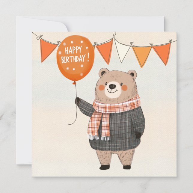 Grauer Karierter Pullover mit orangefarbenem Karie Einladung (Vorderseite)