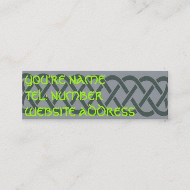 Grauer keltischer Knoten Mini Visitenkarte (Vorderseite)