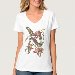 Grauer Kingbird Audubon Bird über blühenden Baum T-Shirt