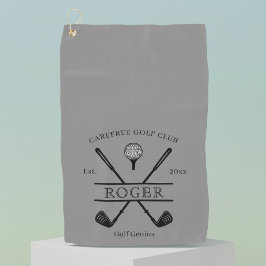Grauer Klassik-Cross-Club-Name Golfhandtuch