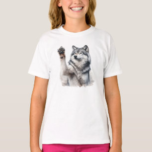 Grauer Kunstwolf in Aquarellfarben T-Shirt