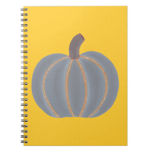 Grauer Kürbis Orange Lichter Halloween Notizbuch Notizblock