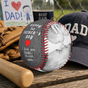Grauer Lederdruck 1. Vatertag 2 Fotos Baseball