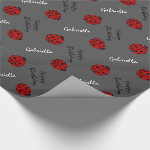 Grauer Marienkäfer-personalisiertes Geschenkpapier