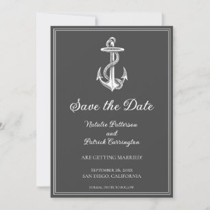 Grauer maritimer Anker Save-the-Date-Einladung Einladung