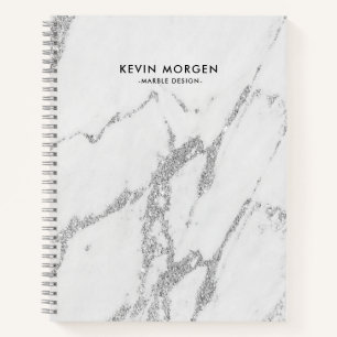 Grauer Marmor mit silberfarbenem Imitat Notizbuch