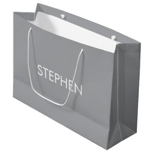 Grauer minimalistischer benutzerdefinierter Name Große Geschenktüte